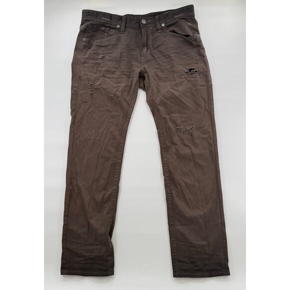 Rivet De Cru Jeans Andrew W38 L34 Relaxed Straight Distressed Brown Pants Mens - Picture 1 of 8